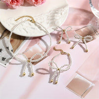 Beautiful 4pcs High End French Bow Imitation Pearl Women's Jewelry Set