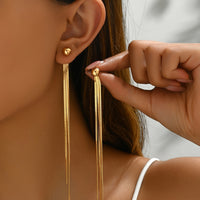 Elegant Fashionable Golden Gold-Plated Tassel Earrings