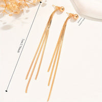 Elegant Fashionable Golden Gold-Plated Tassel Earrings