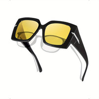 Oversized Fit Over Glasses Polarized Eyewear with Yellow Tinted Lens for Nighttime Driving, Wide Vision and Clarity, Anti-Glare Protection