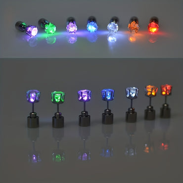 Fun Stainless Steel Unisex Led Flashing Color-Changing Stud Earrings