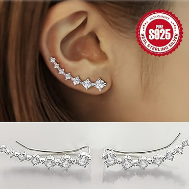 Punk Style Embellished Zircon 925 Sterling Silver Hypoallergenic Stud Earrings