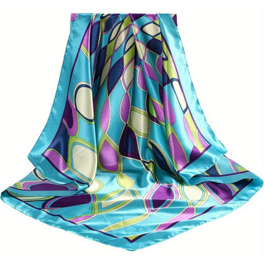 2Pcs Silk Like Print Square Satin Head Scarves