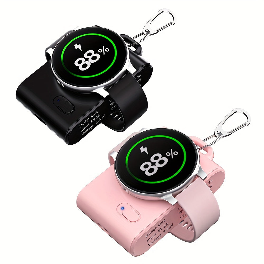 2000mAh Magnetic Ultra-Compact Portable Keychain Mini Power Bank Travel Charger for Samsung Galaxy Watch 6/ 6 Classic/ 5/ 5Pro/ 5 LE/ 4/ 4 Classic/ 3/ 3Classic/ Active 2/ S4/ S3