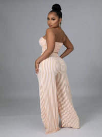 Sexy Striped Tube Top & Wide Leg Pants Set