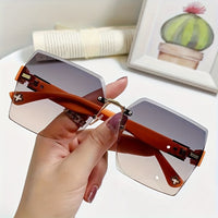 Trendy Fashion Unisex Rimless Oversized Trendy UV Protection Sunglasses