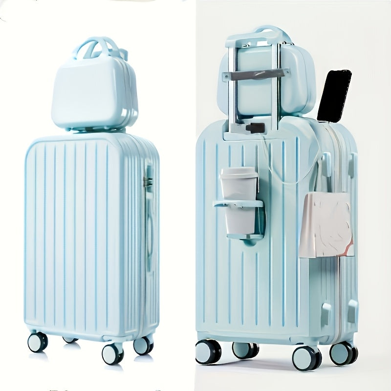 2pcs Minimalist Solid Color Hard Shell Trolley Suitcase with Small Matching Handbag