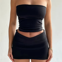 Sexy Crop Tube Top & Mid-Rise Tight Mini Skirt Set