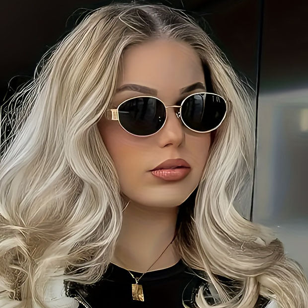 2 Pairs of Oval Metal Frame Punk Fashion Unisex Sunglasses