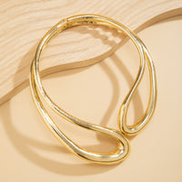 Elegant Dramatic Retro Circular Hollow Metal Design Necklace