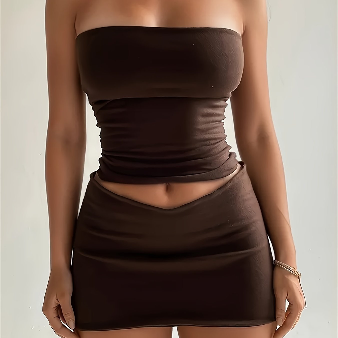 Sexy Crop Tube Top & Mid-Rise Tight Mini Skirt Set