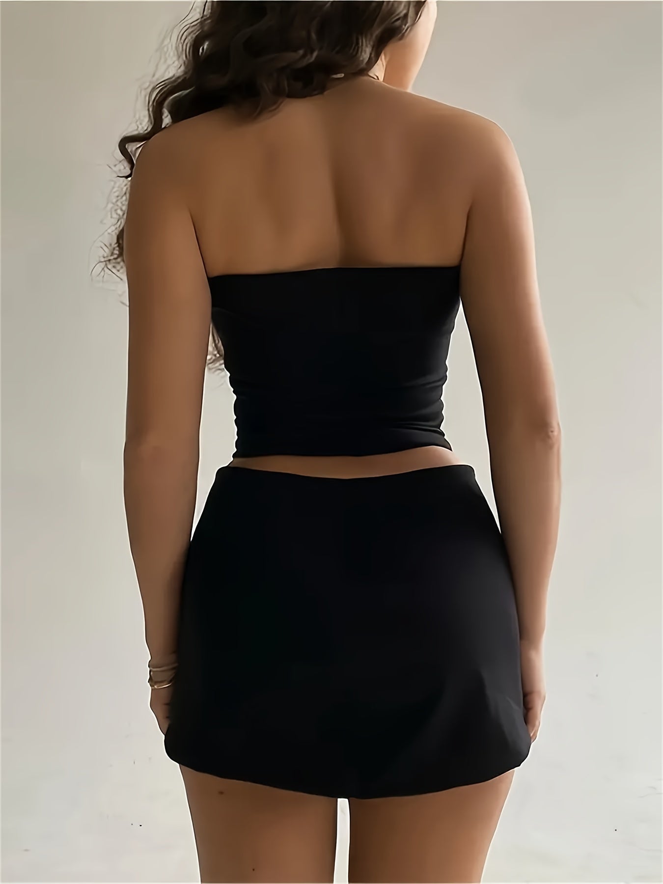 Sexy Crop Tube Top & Mid-Rise Tight Mini Skirt Set