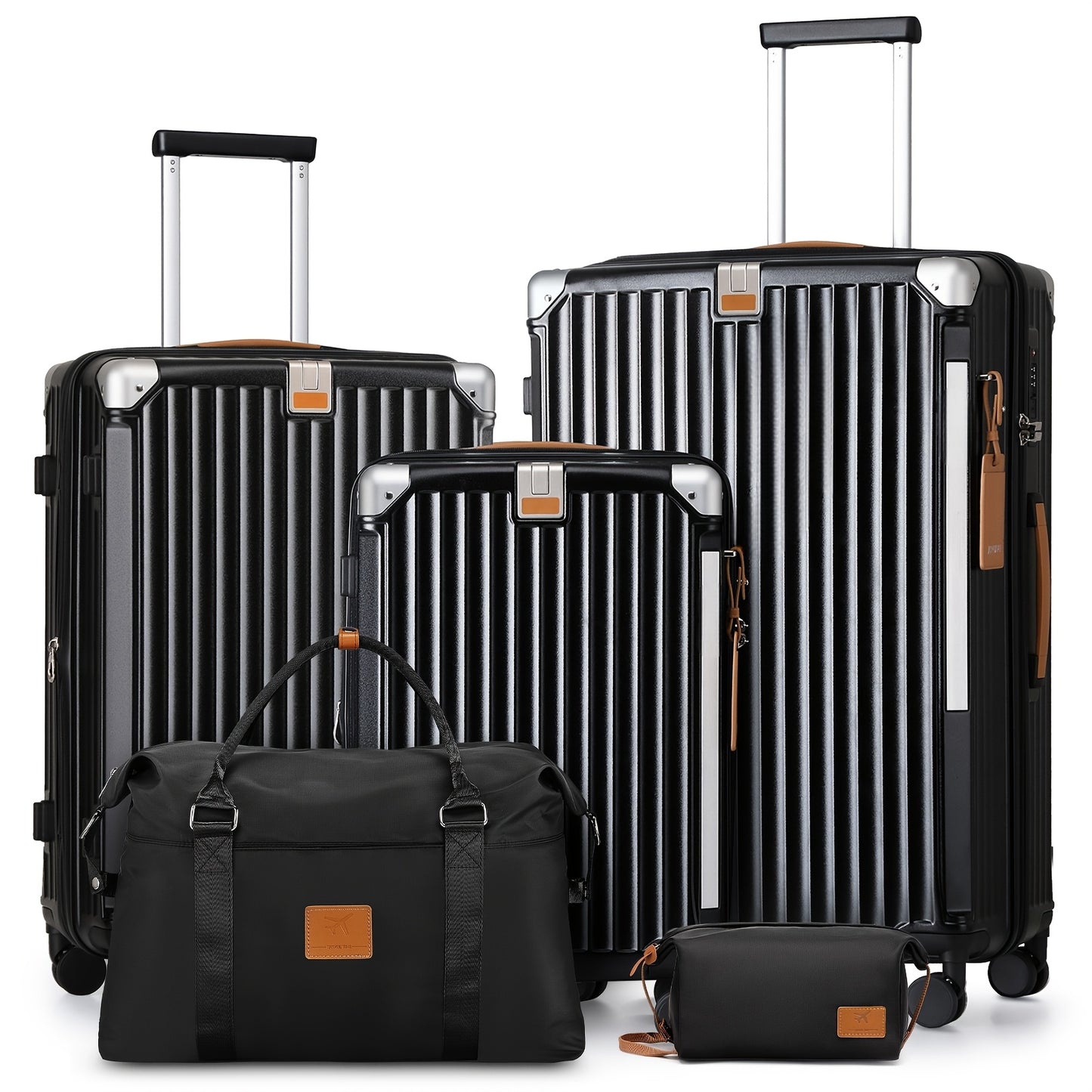 3 & 5 Piece Luxury Light Carry-On, Expandable PP Hard-shell Suitcase with Spinner Wheels, 20" Travel Suitcase with TSA Lock