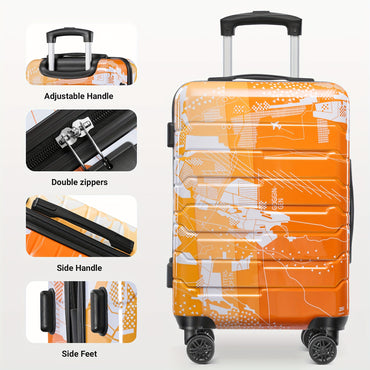 Artsy Lightweight 20-inch ABS+PC Hard Shell Luggage Set with Spinner Wheels, TSA Lock, and Matching Duffel Bag