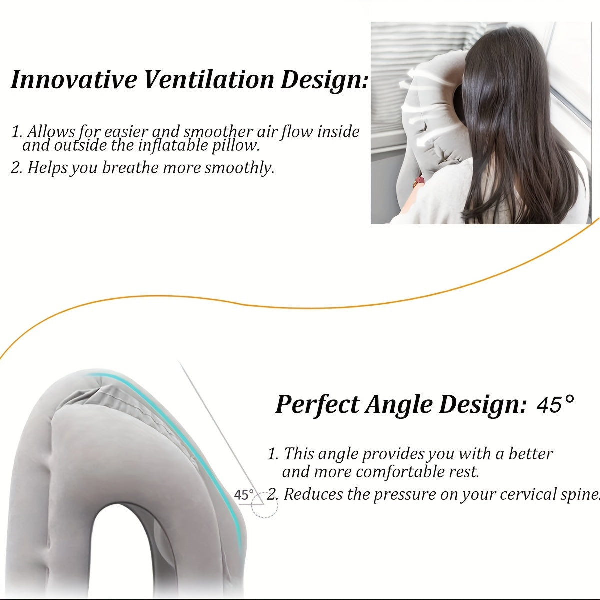 2024 Upgrade Inflatable Travel Air Pillow, High Quality Flocking Material Comfortable Support with Portable Drawstring Bag