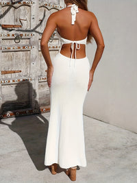 Casual Elegant Semi-Translucent Long Halter Dress