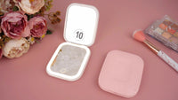 10X/1X Magnification LED Compact Travel Makeup Mirror With Light, Rechargeable, Adjustable Brightness, 2-Sided, Folding, Handheld
