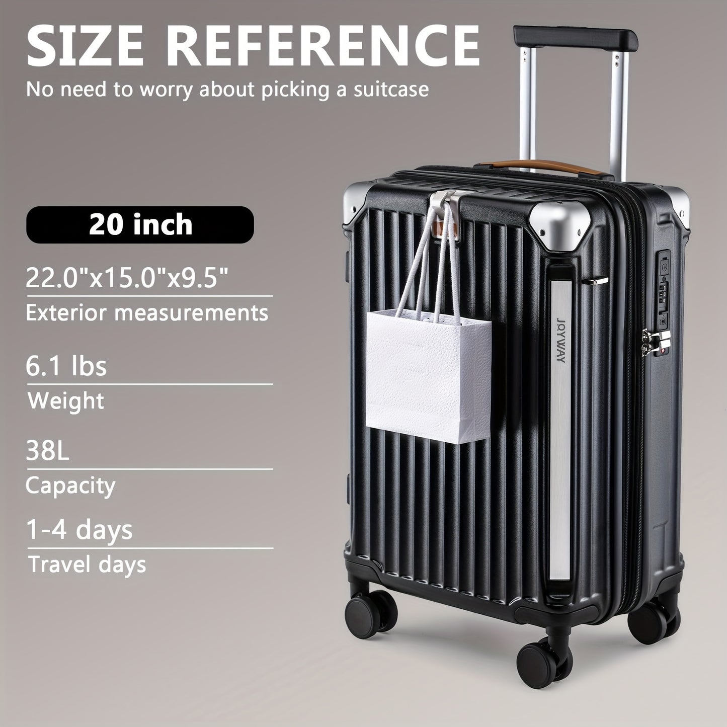 3 & 5 Piece Luxury Light Carry-On, Expandable PP Hard-shell Suitcase with Spinner Wheels, 20" Travel Suitcase with TSA Lock