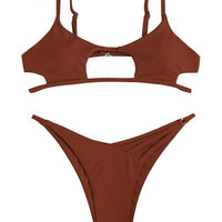 Sexy Cut-Out Tie-Back Top & High-Waist Brazilian Bikini Swimsuit