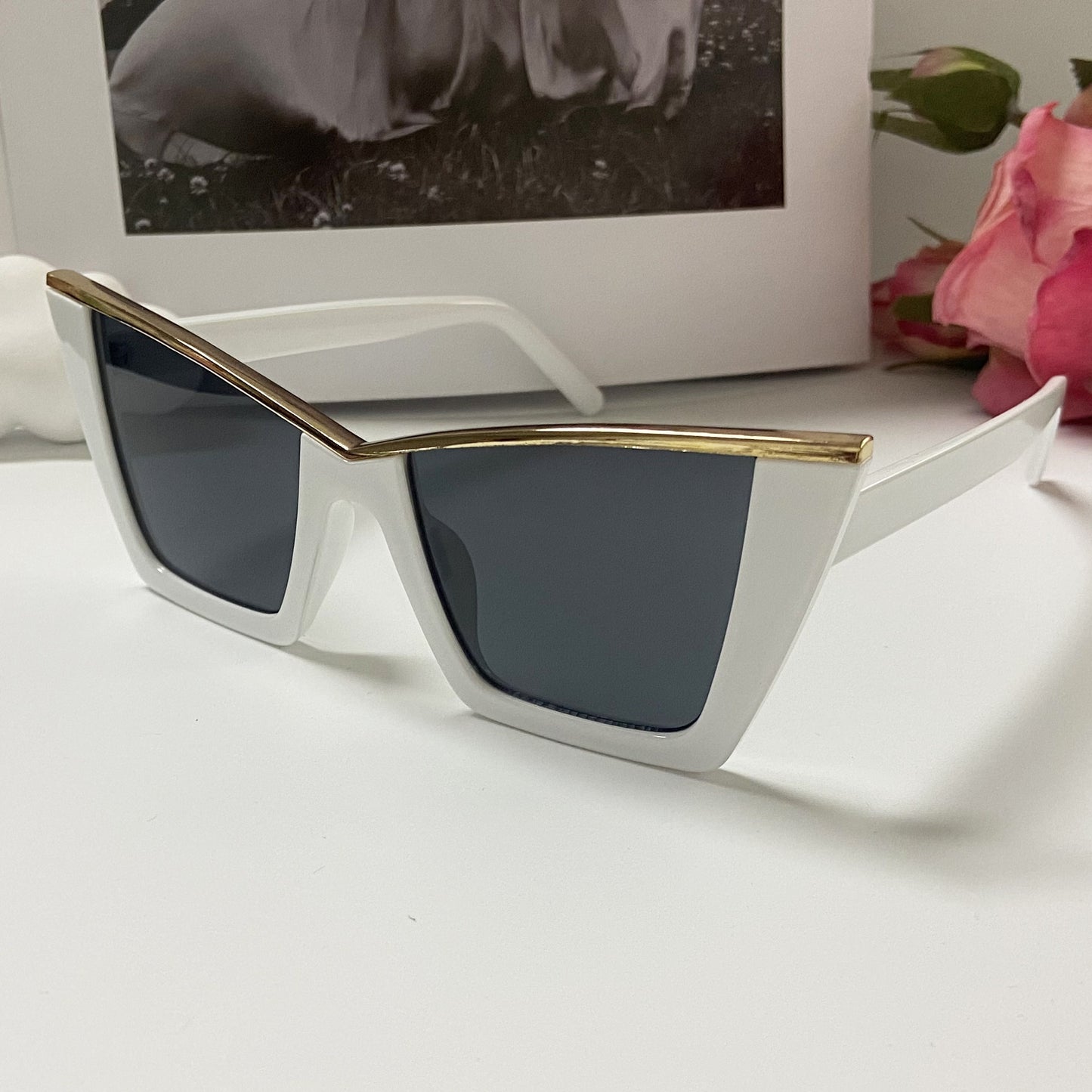 Elegant Trendy Gold Rim Fashion Cat-Eye Women's Sunglasses