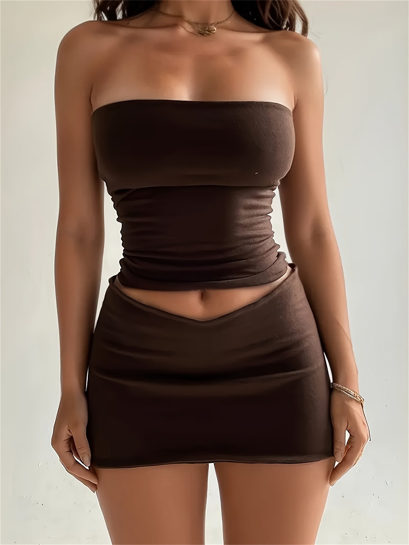 Sexy Crop Tube Top & Mid-Rise Tight Mini Skirt Set