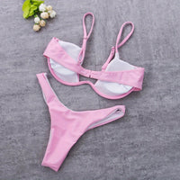 Sexy Push-Up Padded Bra & Low Waist Bikini Swimsuit