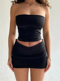 Sexy Crop Tube Top & Mid-Rise Tight Mini Skirt Set