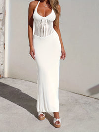 Casual Elegant Semi-Translucent Long Halter Dress