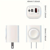 23W Fast Charging 3 In 1 PD USB C Wall Charger Block For iWatch - Ultra/9/8/7/6, IPhone 15/15 Plus/15 Pro/15 Pro Max, IPhone 14/13/12 Series