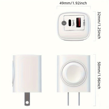 23W Fast Charging 3 In 1 PD USB C Wall Charger Block For iWatch - Ultra/9/8/7/6, IPhone 15/15 Plus/15 Pro/15 Pro Max, IPhone 14/13/12 Series