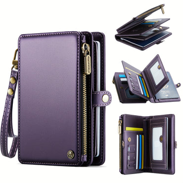 Unisex Passport Case Wallet with Strap Wristlet and Zipper Wallet