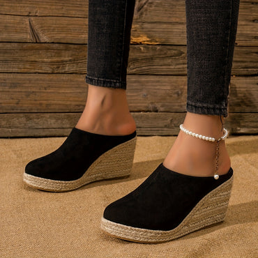 Casual Solid Color Espadrille Wedge Sandals