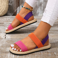 Classic Colorful Women's Woven Elastic Lightweight Slip On Sandals