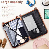 Stylish 4 Pcs Luggage Set - Carry On ABS+PC Hard Shell Suitcase with Spinner Wheels, TSA Lock and Travel Bags