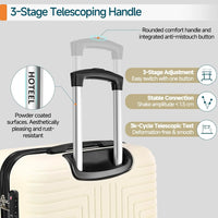 Beautiful 3 Pcs ABS+PC Hard Shell Carry On Suitcase Set with Wheels,TSA Approved Lock