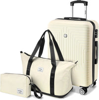 Beautiful 3 Pcs ABS+PC Hard Shell Carry On Suitcase Set with Wheels,TSA Approved Lock