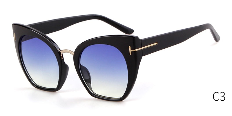 Designer Oversized Square Cat-Eye Sunglasses