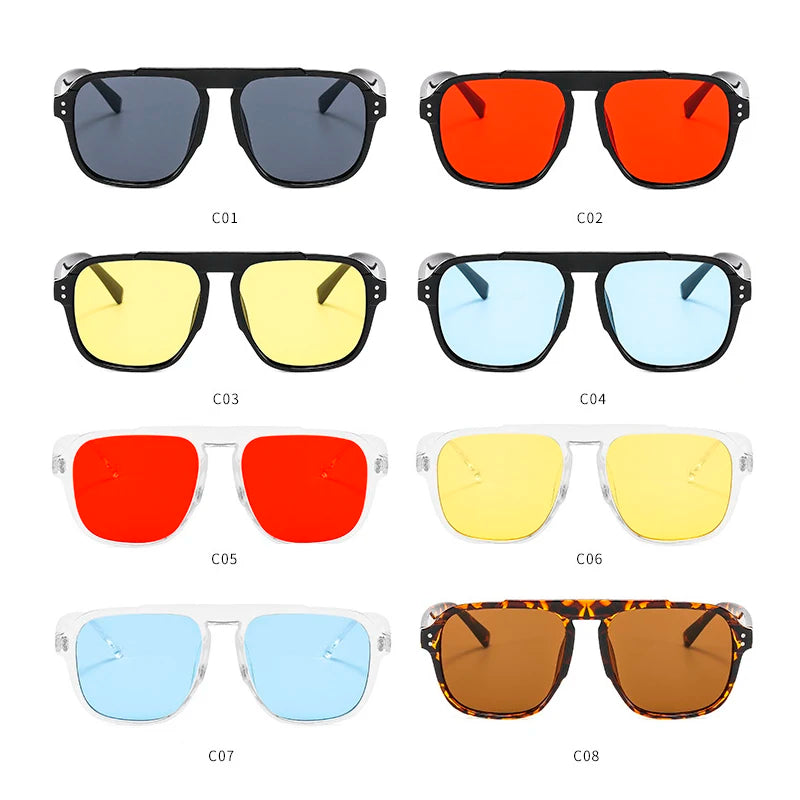 Fashion Oversized Classic Square Rivet Acrylic Unisex Sunglasses