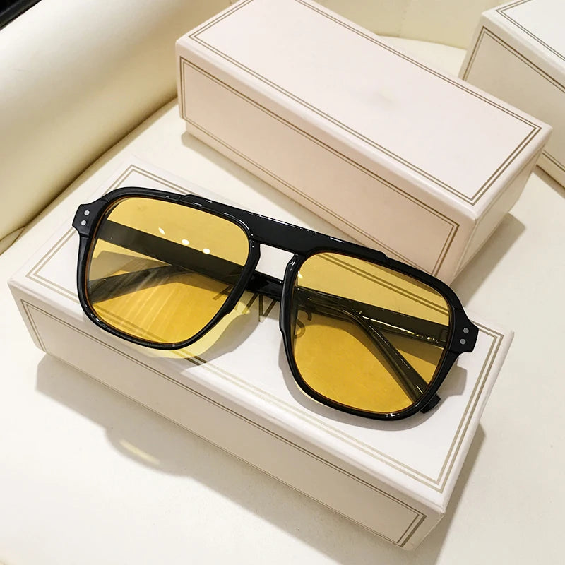 Fashion Oversized Classic Square Rivet Acrylic Unisex Sunglasses