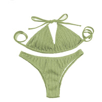 Sexy Jacquard Textured Drawstring Women's Bikini Swimsuit