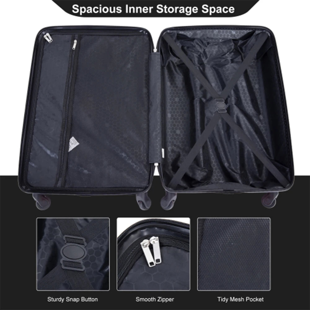 Hardshell 4 Piece Travel Luggage Set with Spinner Wheels and TSA Lock