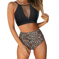 Sexy Mesh Hollow Out Top & High Waist Bikini Women's Swimsuit