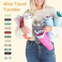 Cute Metallic Animal Print 40oz Insulated Thermal Travel Tumbler with Straw and Handle