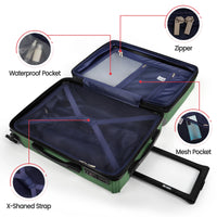 Sleek PP Hard Shell Lightweight Expandable Suitcase Set with Spinner Wheels & TSA Lock - 20"/24"/28"