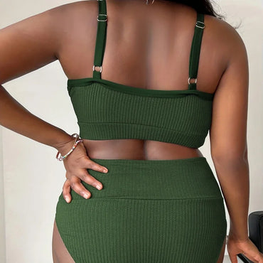 Sexy Plus Size High Waisted Women's Bikini Swimsuit