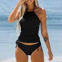 Sexy Full Coverage Backless Halter Top & Bikini Women's Swimsuit