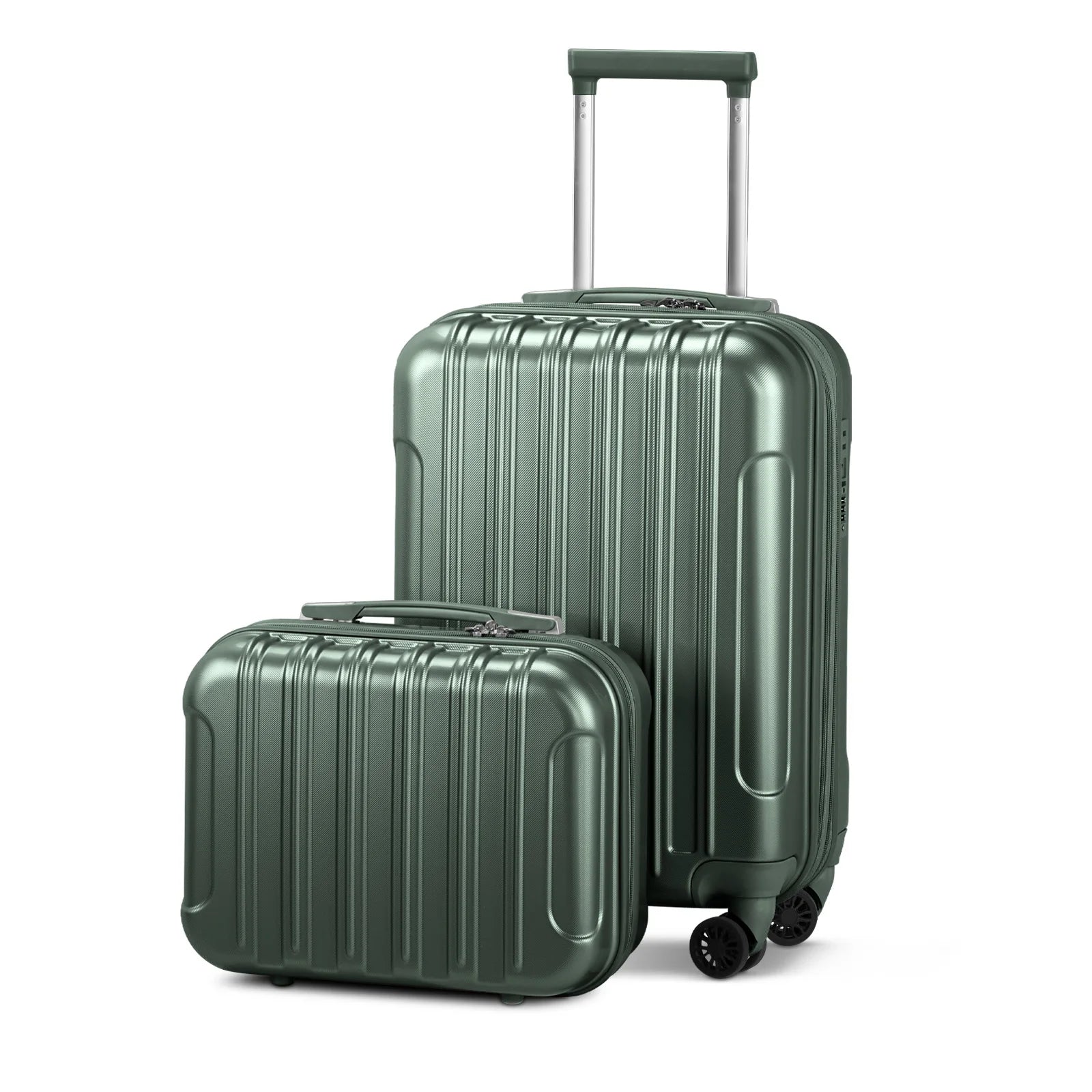 Gorgeous 2 Piece Carry-On Luggage Set - 20" Carry-On Expandable Hards Shell Lightweight Suitcase & Cosmetic Cases