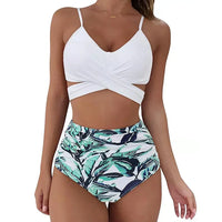 Sexy Criss Cross Top & High Waisted Women's Bikini Swimsuit