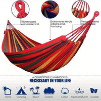Colorful Outdoor Multi-Functional Hammock - Anti-Flip Design, Garden Leisure, Equipped with Tree-Friendly Straps