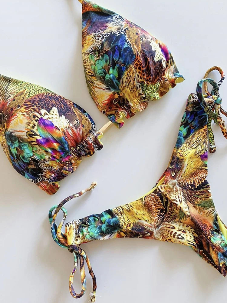 Sexy Unique Print Women's String Bikini Swimsuit